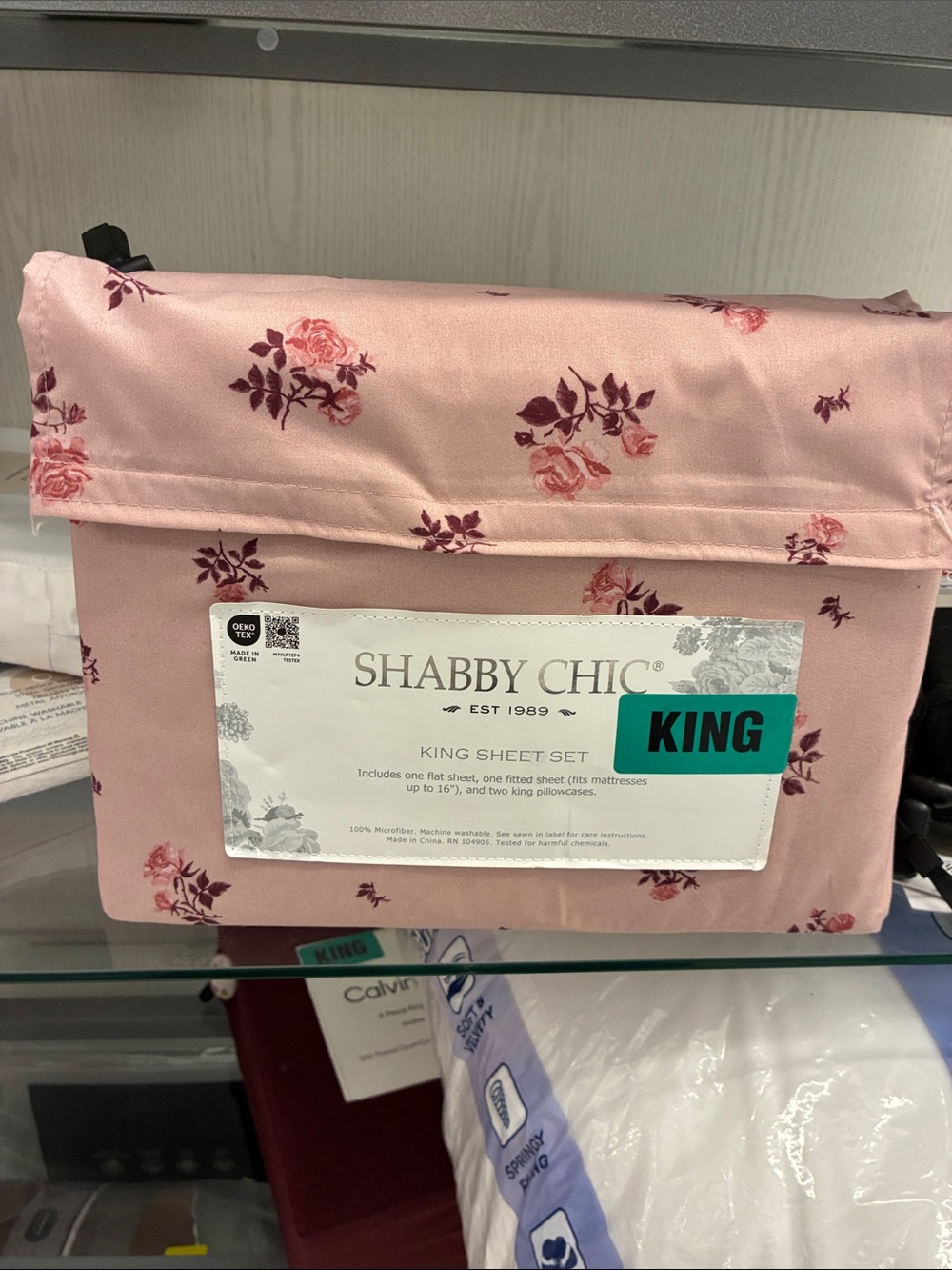 Shabby Chic Pink Rose Floral King Sheet Set